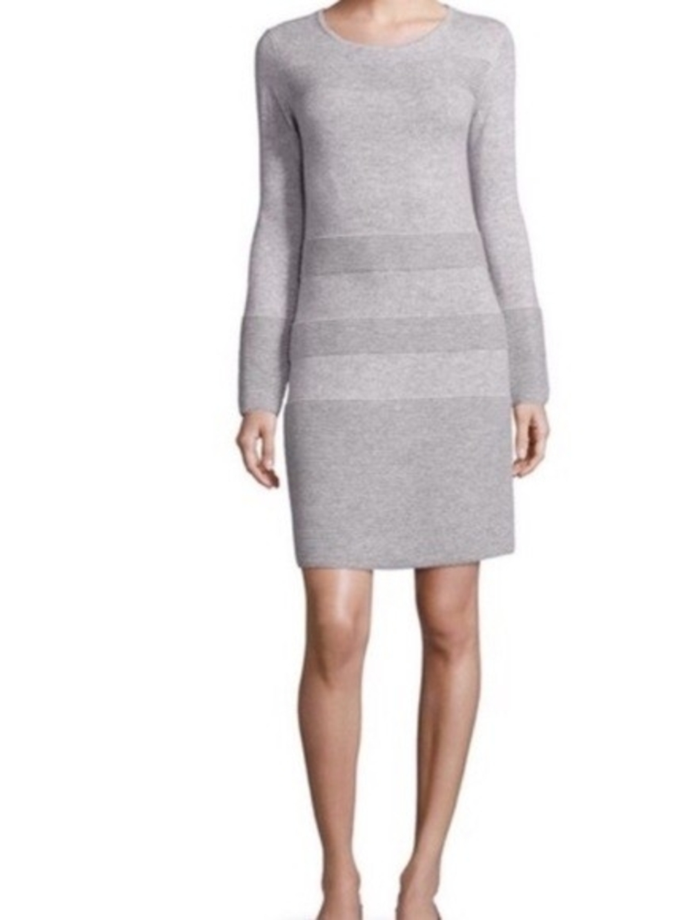 Vineyard Vines Cashmere Wool Grey Long-Sleeve Knit Sheath Stripe Dress XS